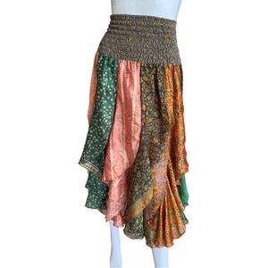 INDIA BOUTIQUE COLORFUL DIAMOND CUT PANEL SKIRT. WOMEN’S  S/M